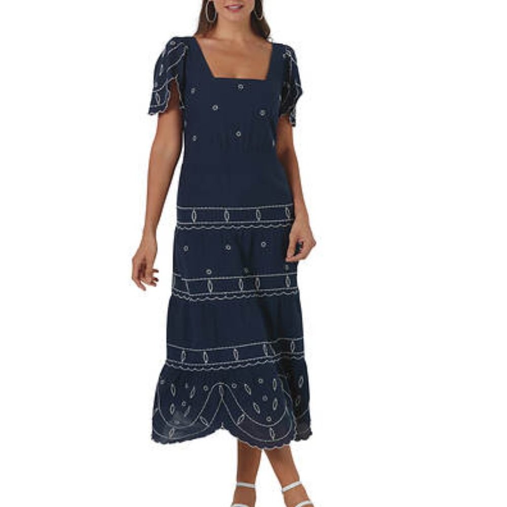 Masseys Embroidered  Midi Dress 100% Cotton Size M
